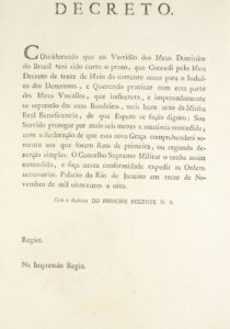 Decreto relativo a perdão anterior aos desertores, pelo Príncipe Regente Dom João