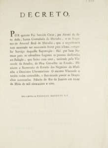Decreto estabelecendo a Contadoria da Marinha, pelo Príncipe Regente Dom João