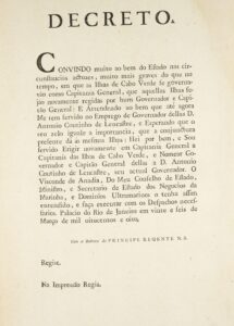 Decreto Régio (Alvará / Carta Régia dos primórdios do Brasil), pelo Príncipe Regente Dom João