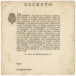 Carta Régia participando à Mesa do Desembargo do Paço a declaração de guerra aos Franceses, pelo Príncipe Regente Dom João