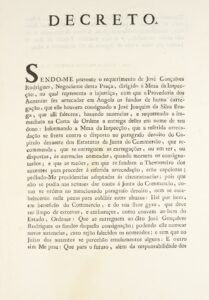 Decreto sobre a injustiça dos fundos arrecadados para um carregamento em Angola, pelo Príncipe Regente Dom João