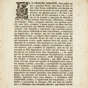 Alvará sobre a cobrança de décimas. Rio de Janeiro, Impressão Régia, 1809, por Príncipe Regente Dom João (1767–1826)