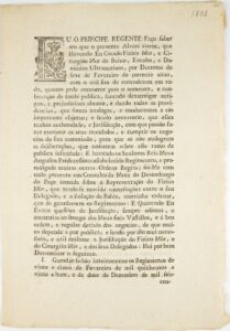 Alvará com força de Lei por que V. A. R. há por bem declarar e ampliar a jurisdição do Físico-Mór e Cirurgião-Mór do Reino e seus Estados. Rio de Janeiro, Impressão Régia, 1810, por Dom João, Príncipe Regente (1767–1826)