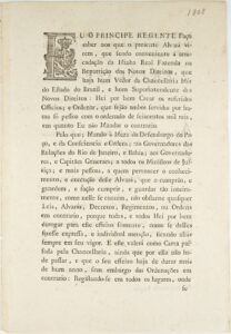 Alvará com força de Lei por que V. A. R. há por bem declarar a ordem de sucessão do Senhor Rei D. João VI nas Coroas de Portugal, Brasil e Algarves. Rio de Janeiro, Impressão Régia, 1818, por Dom João, Príncipe Regente (1767–1826)