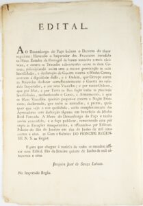 Edital ao Conselho do Desembargo do Paço sobre a declaração de guerra à França. Rio de Janeiro, Impressão Régia, 1808, por Príncipe Regente Dom João (1767–1826)