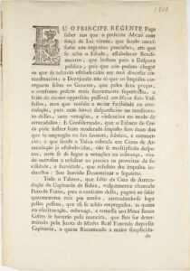 Alvará relativo ao imposto sobre o tabaco. Rio de Janeiro, Impressão Régia, 1808, por Príncipe Regente Dom João (1767–1826).