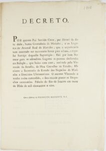 Alvará com força de Lei por que V. A. R. há por bem criar e estabelecer uma Contadoria da Marinha e do Trem de Artilharia nesta Cidade do Rio de Janeiro. Rio de Janeiro, Impressão Régia, 1808, por Dom João, Príncipe Regente (1767–1826)
