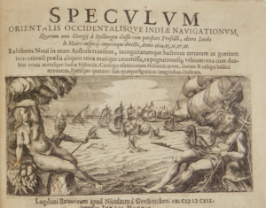 Speculum Orientalis Occidentalisque Indiae Navigationum. Leiden, Nicolaes van Geelkercken, 1619, por Joris van Spilbergen (1568–1620) e Jacob Le Maire (1585–1616)