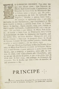 Alvará com força de Lei por que V. A. R. há por bem mandar pôr em execução o Tratado de Amizade e Aliança e o de Comércio e Navegação concluído entre as Coroas de Portugal e da Távola da Grã-Bretanha. Rio de Janeiro, Impressão Régia, 1810, por Dom João, Príncipe Regente (1767–1826)