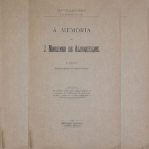 Á Memória de J. Mousinho de Albuquerque. Lourenço Marques, Imprensa Nacional, 1927, por Francisco Toscano